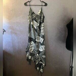 Elegant Asymmetrical Black and White Dress